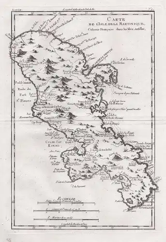 Carte de l'Isle de la Martinique - Martinique Antilles Karibik Caribbean Kupferstich Karte map engraving