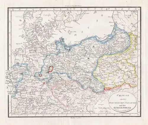 Charte von der Preussischen Monarchie und des Königr. Pohlen - Polska / Polen / Poland / Preußen Prussia