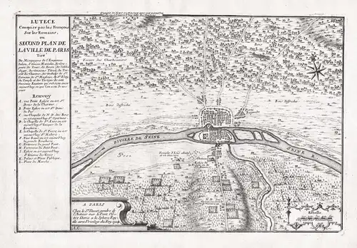 Second Plan de la Ville de Paris - Paris Plan Stadtplan Roman antiquity / Ile-de-France Frankreich