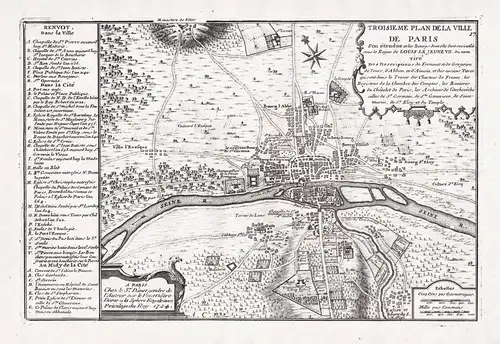 Troisieme Plan de la Ville de Paris - Paris Plan Stadtplan / Ile-de-France Frankreich