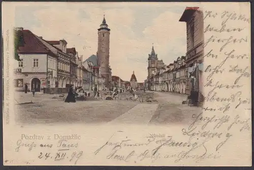 Pozdrav z Domazlic - Domazlice Böhmen Böhmen Bohemia Czech Cechy Cesko Ansichtskarte Postkarte AK postcard