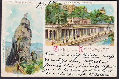 Gruss aus Karlsbad - Mühlbrunnen-Colonnade Karlovy Vary Böhmen Bohemia Czech Cechy Cesko Tschechien Ansichtska