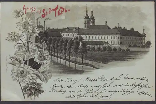 Gruss aus Stift Tepl - Tepl Tepla Böhmen Bohemia Cesko Czech Cechy Tschechien Ansichtskarte Postkarte AK postc