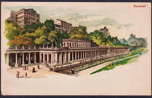 Karlsbad - Karlovy Vary Gruss aus Karlsbad Böhmen Bohemia Czech Cechy Cesko Tschechien Ansichtskarte Postkarte