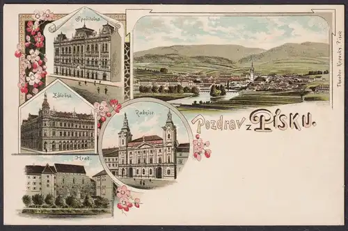 Pozdrav z Pisku - Pisek Böhmen Bohemia Czech Cechy Cesko Tschechien Ansichtskarte Postkarte AK postcard