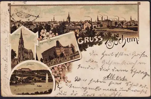 Gruss aus Bochum - Kirche Stadtpark Ansichtskarte Postkarte AK postcard