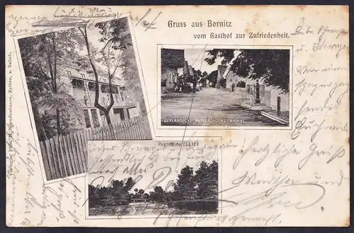 Gruss aus Bornitz vom Gasthof zur Zufriedenheit - Ansichtskarte Postkarte AK postcard