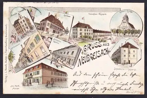 Gruss aus Neubreisach - Neuf-Brisach Kirche Kaserne Ansichtskarte Postkarte AK postcard