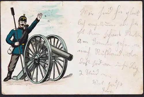 (Soldat mit Kanone) - Militaria Militär Kanone Soldat Ansichtskarte Postkarte AK postcard