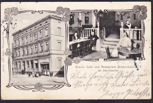 Wiener Cafe und Restaurant Schönebeck a. E. - Elbe Gasthof Ansichtskarte Postkarte AK postcard