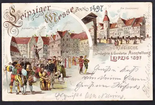 Leipziger Messe Anno 1497 - Leipzig Messe 1897 Ansichtskarte Postkarte AK postcard