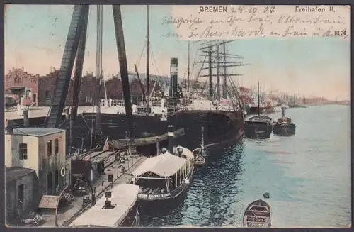 Bremen - Freihafen II - Postkarte Ansichtskarte AK postcard