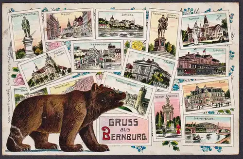 Gruss aus Bernburg - Schloss Kurhaus Markt Postkarte Ansichtskarte AK postcard