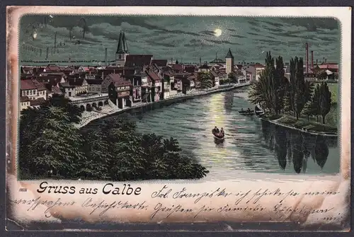 Gruss aus Calbe -  Postkarte Ansichtskarte AK postcard
