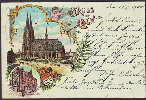 Gruss aus Cöln a.Rh. -  Köln Reichsbank Dom Postkarte Ansichtskarte AK postcard