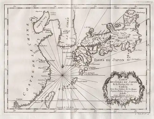 Carte des Isles du Japon er la Presqu'isle de Coree - Japan Korea China Asia Asien Karte map