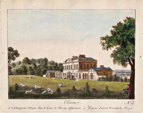 Chateau d'Addington-Place dans le Comte de Surrey, Appartenant a Jacques Jvers Trecotick - Addington Palace Lo