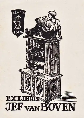 Exlibris Jef van Boven - Exlibris ex-libris Ex Libris bookplate