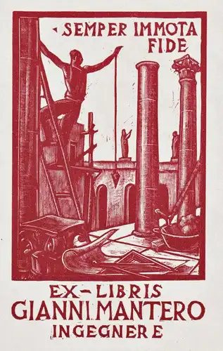 Ex-Libris Gianni Mantero - Exlibris ex-libris bookplate / Italia Italy Italien