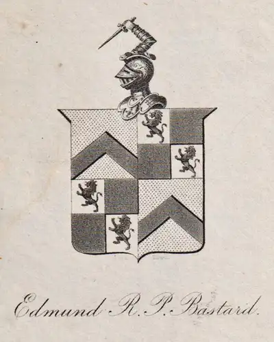 Edmund R. P. Bastard - Exlibris ex-libris Ex Libris / Wappen coat of arms / armorial bookplate / Kupferstich e