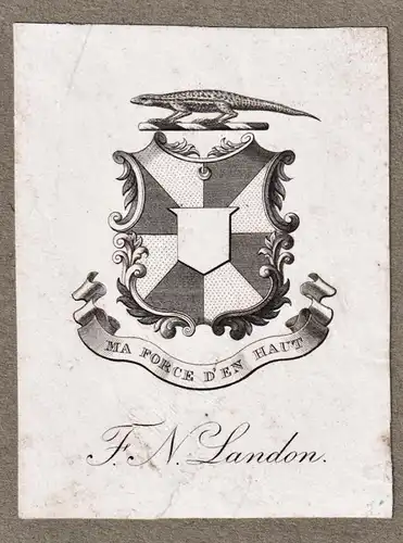 F.N. Landon - Exlibris ex-libris Ex Libris / Wappen coat of arms / armorial bookplate