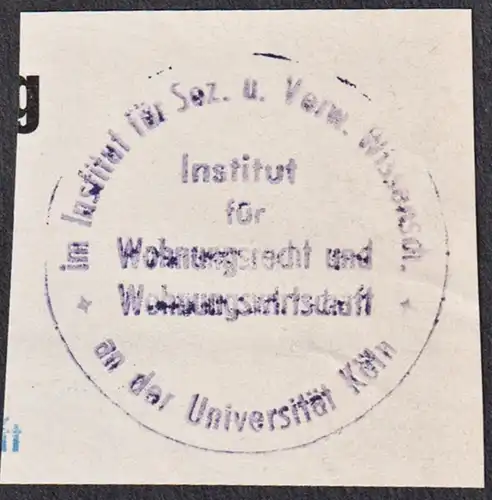 Institut für Wohnungsrecht und Wohnungswirtschaft an der Universität Köln - Exlibris Stempel ex-libris Ex L