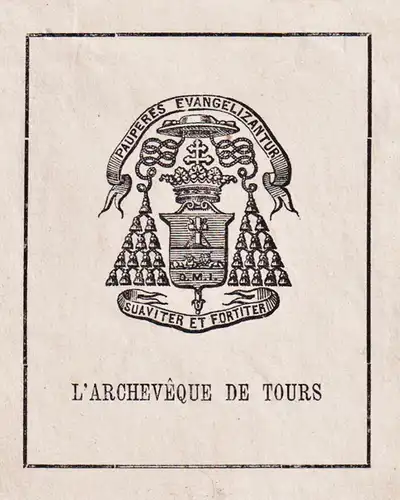 L' Archeveque de Tours - Wappen coat of arms Exlibris ex-libris Ex Libris bookplate