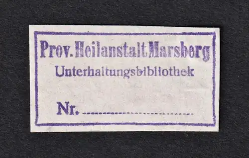 Prov. Heilanstalt Marsberg - LWL-Klinik Marsberg Psychiatrie Stempel stamp Exlibris ex-libris Ex Libris bookpl