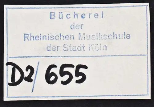 Bücherei der Rheinischen Musikschule der Stadt Köln - Bibliothek library Cologne Stempel stamp Exlibris ex-l