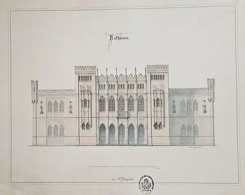 Rathhaus - Rathaus city hall / Zeichnung drawing / Architektur architecture