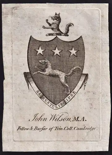 John Wilson - Exlibris ex-libris Ex Libris / armorial bookplate Wappen coat of arms