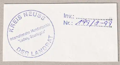 Kreis Neuss Internationales Mundartarchiv - Exlibris Stempel ex-libris Ex Libris bookplate stamp