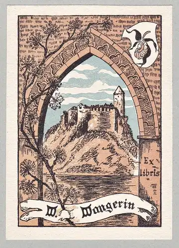 M. Mangerin - Exlibris ex-libris Ex Libris bookplate