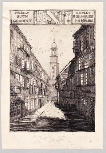 Dieses Buch gehört Ernst Bollmeier Hamburg - Exlibris ex-libris Ex Libris bookplate