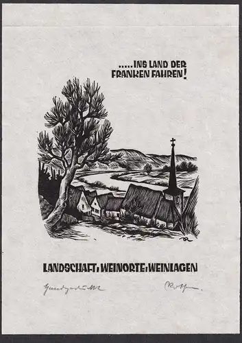 ... ins Land der Franken fahren! Landschaft, Weinorte, Weinlagen - Exlibris ex-libris Ex Libris bookplate