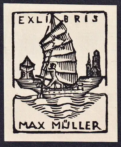 Ex Libris Max Müller - Dutch consul in Shanghai China between 1902-1914 Exlibris ex-libris Ex Libris bookplat