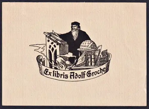 Ex Libris Adolf Groche - Globus Geograph Mercator Exlibris ex-libris Ex Libris bookplate