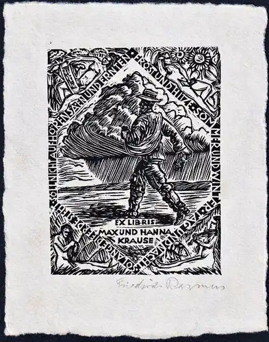 Ex Libris Max und Hanna Krause - Bauer farmer Exlibris ex-libris Ex Libris bookplate