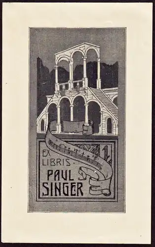 Ex Libris Paul Singer - Architektur Musik music architecture Exlibris ex-libris Ex Libris bookplate