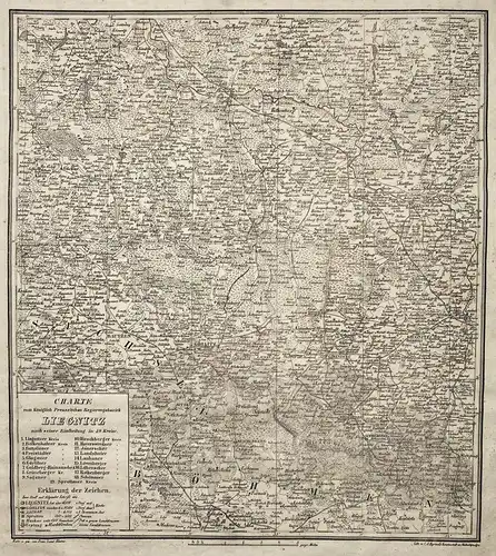Charte vom Königlich Preussischen Regierungsbezirk Liegnitz - Liegnitz Legnica Polen Poland Polska