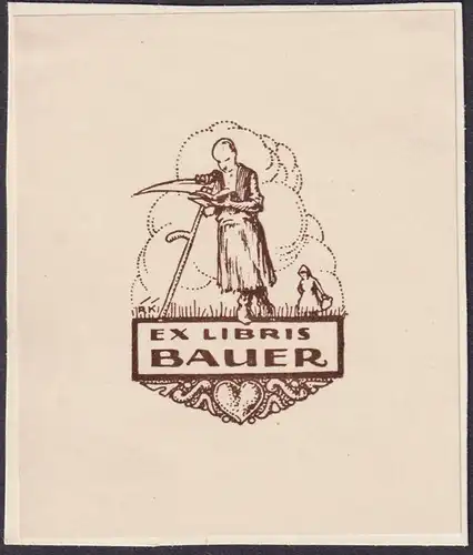 Ex Libris Bauer - Landwirtschaft agriculture Ungarn Hungary Exlibris ex-libris Ex Libris bookplate