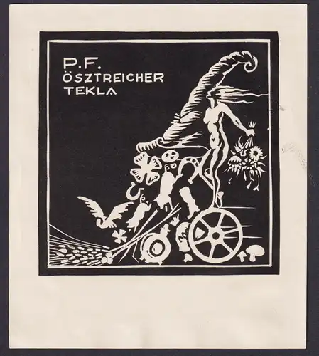 Ösztreicher Tekla - Füllhorn Mythologie mythology Ungarn Hungary Exlibris ex-libris Ex Libris bookplate