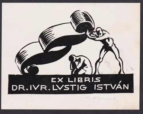 Ex Libris Lustig Istvan - Recht Jura Paragraph law right Ungarn Hungary Exlibris ex-libris Ex Libris bookplate