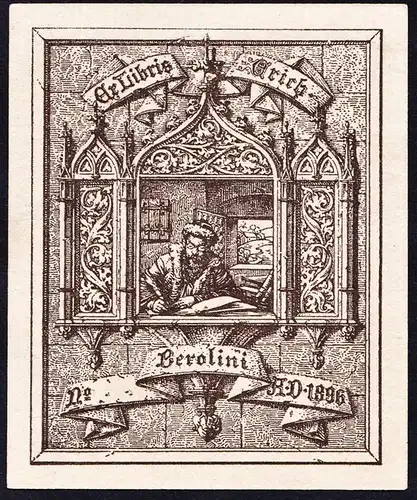 Ex Libris Erich Berolini - Gelehrter scholar exlibris ex-libris Ex Libris bookplate