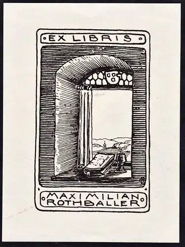 Ex Libris Maximilian Rothballer - Buch Fenster book window Exlibris ex-libris Ex Libris bookplate