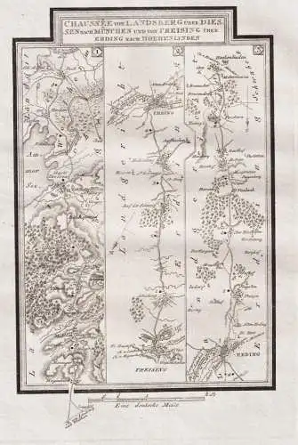 Chaussee von Landsberg über Diessen nach München und von Freising über Erding nach Hoehenlinden - Freising