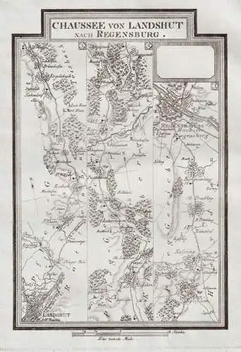 Chaussee von Landshut nach Regensburg - Landshut Regensburg Neufahrn Bayern Niederbayern Oberpfalz / Karte map