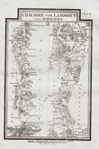 Chaussee von Landshut nach Berngries [Tab A] - Landshut Pfeffenhausen Siegenburg / Karte map