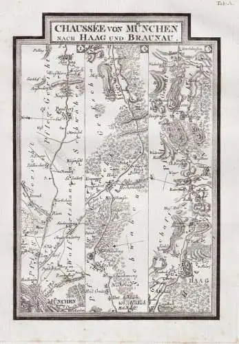 Chaussee von München nach Haag und Braunau [Tab A] - München Anzing Hohenlinden Haag Bayern / Karte map