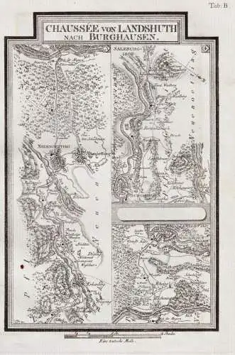 Chaussee von Landshuth nach Burghausen [Tab B] - Altötting Neuötting Burghausen Inn / Karte map